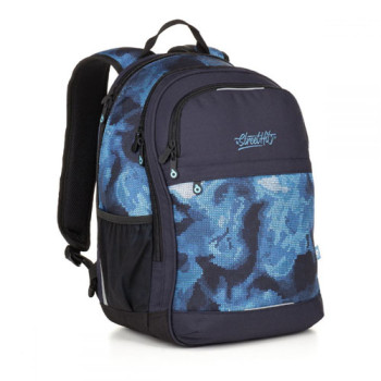Двухкамерный молодежный мужской синий рюкзак для учебы отдыха и спорта class=