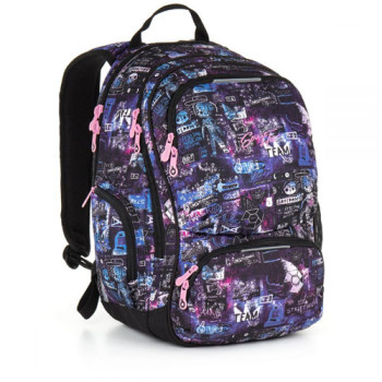Молодежный рюкзак женский синий для учебы и отдыха с мотивом графити class=