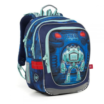Двухкамерный школьный рюкзак для мальчиков с роботами class=