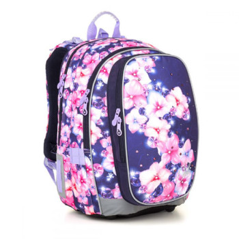 Двухкамерный школьный рюкзак для девочек с цветами и блеском class=