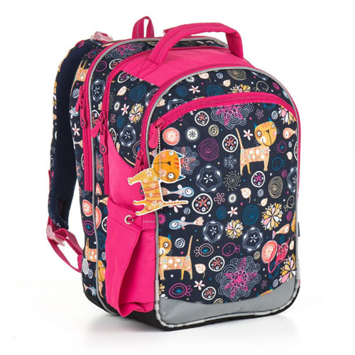 Трехкамерный школьный рюкзак для девочек с мотивом котят