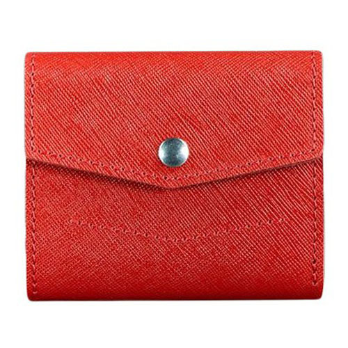 Кожаный кошелек для денег ручной работы красный