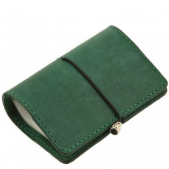 Зеленый кожаный кард-кейс на резинке Blank Note Изумруд class=
