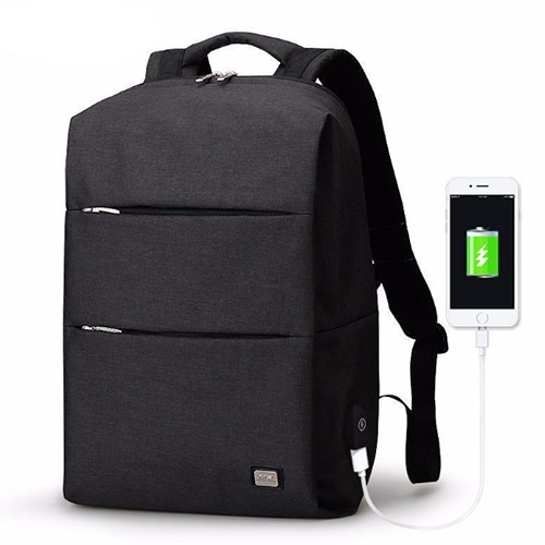 Стильный рюкзак с USB для зарядки смартфона черный