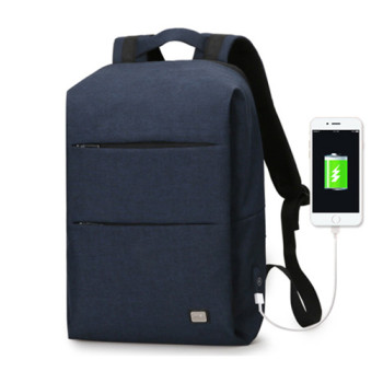 Стильный рюкзак с USB для зарядки смартфона синий class=