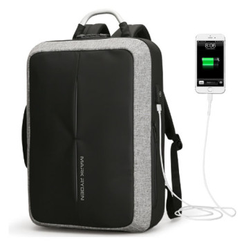 Мужская сумка-рюкзак Case серого цвета с USB входом class=
