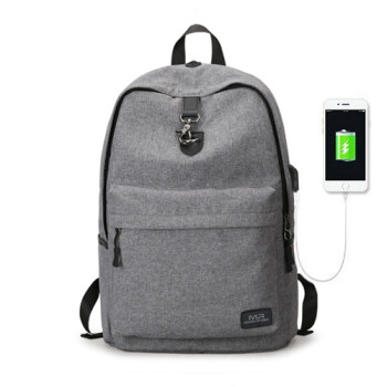 Молодежный рюкзак с USB входом серый class=