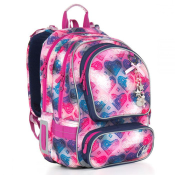 Школьный рюкзак с мотивом сердец и оригинальным кулоном class=