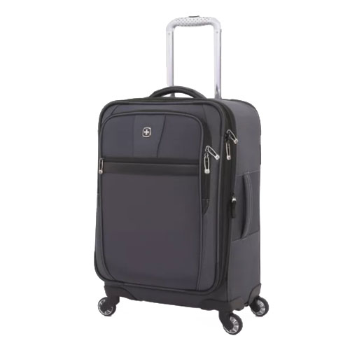 Легкий чемодан из полиэстера на четырех колесах 20" серый