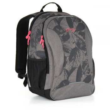 Молодежный рюкзак для девушки серый с фурнитурой розового цвета class=