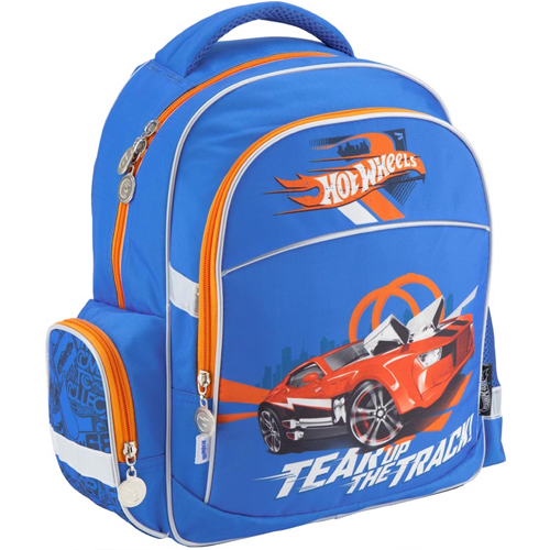 Голубой рюкзак школьный Kite Hot Wheels для мальчика младшей школы