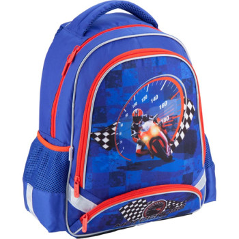 Рюкзак школьный Kite Motocross синий для мальчика class=