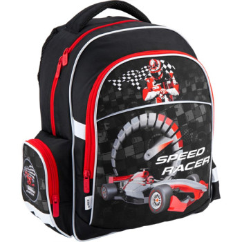 Черный рюкзак школьный Kite Speed racer для мальчика class=