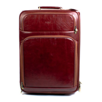 Кожаный чемодан на колесах Rockbun коричневый class=